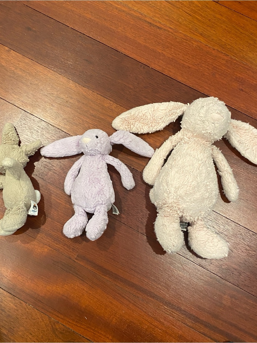 Jellycat Plush Bunnies Trio - Light Pink, Lavender, Light Tan